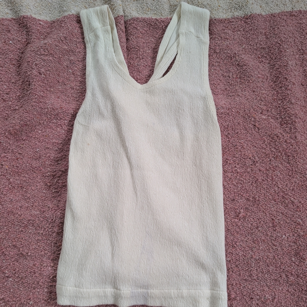Madewell Cream Ribbed Sleeveless Tank Top